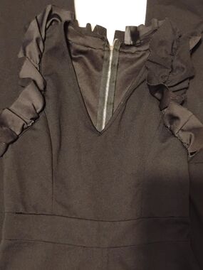 Black Ruffle V-Neck Jumpsuit